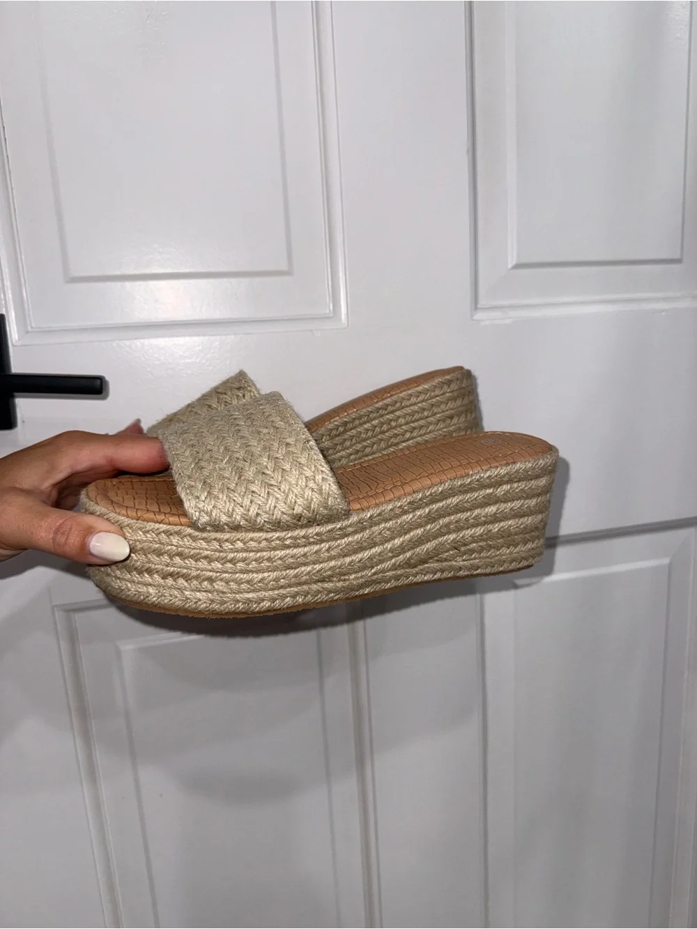 Woven Slide Platform Sandal - Cream